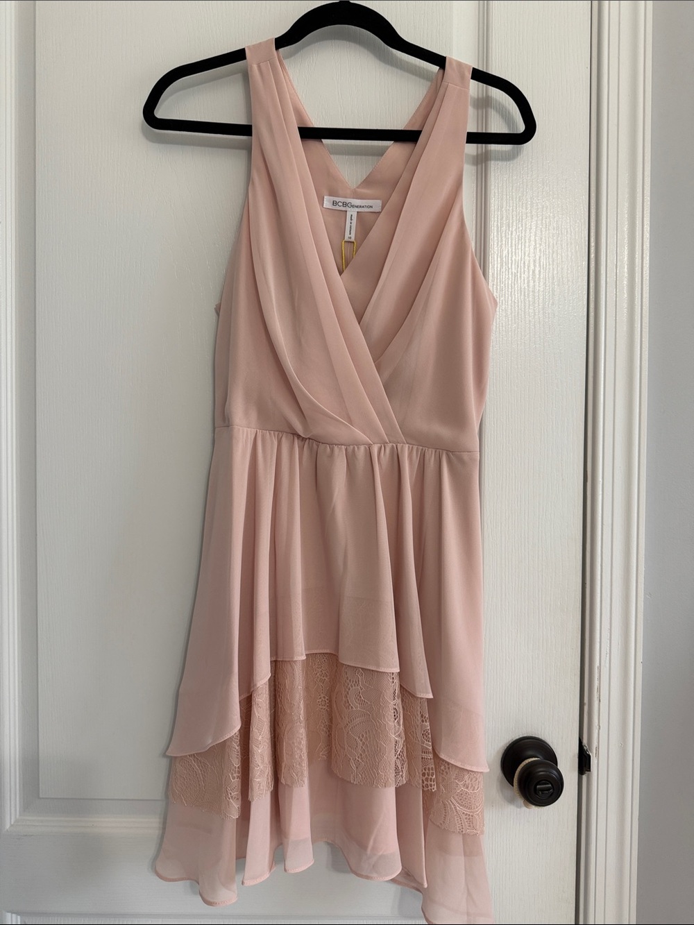 BCBGeneration Dusty Blush Layered Chiffon Dress